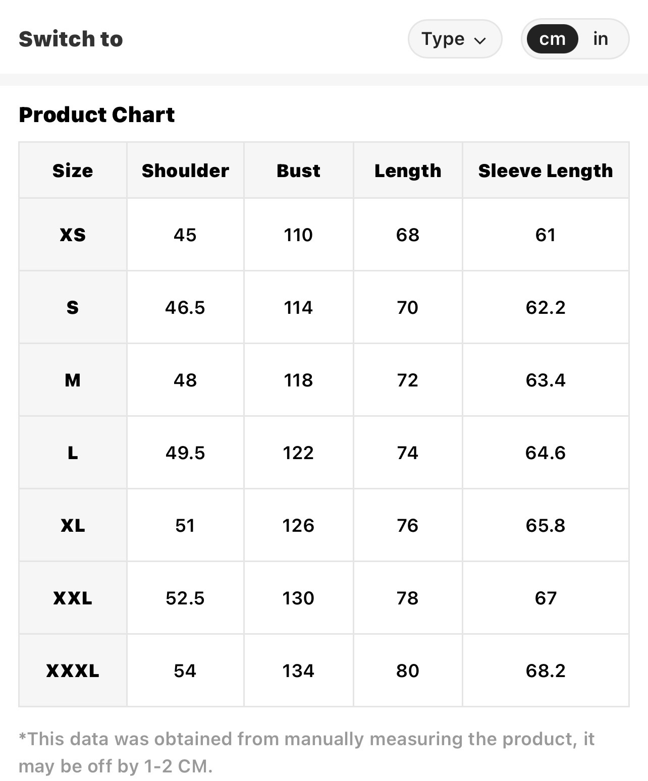 Size Chart